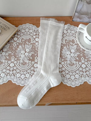 Sheer Mid-calf Socks in black with sheer