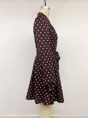 shirt dress featuring polka dot in white with 100% polyester Care instructions: Machine wash cold texture
