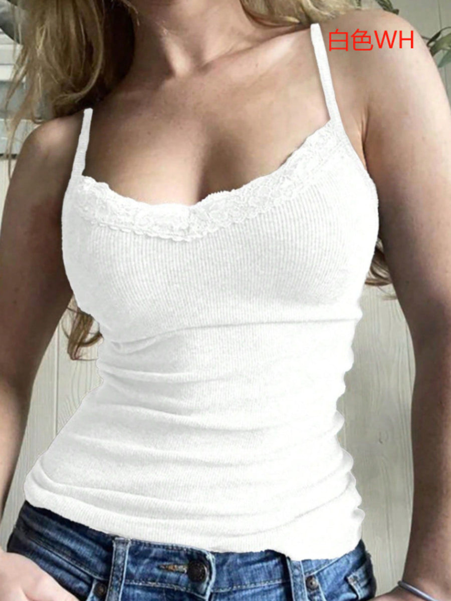 White camisole with pullover and ribbed