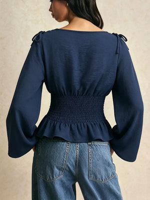 Dark Blue blouse with waist-length and pullover