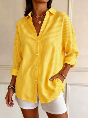 button-down shirt in Red with striped and buttoned