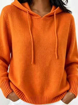 Gray Cozy Ribbed Long-sleeve Hooded Sweater