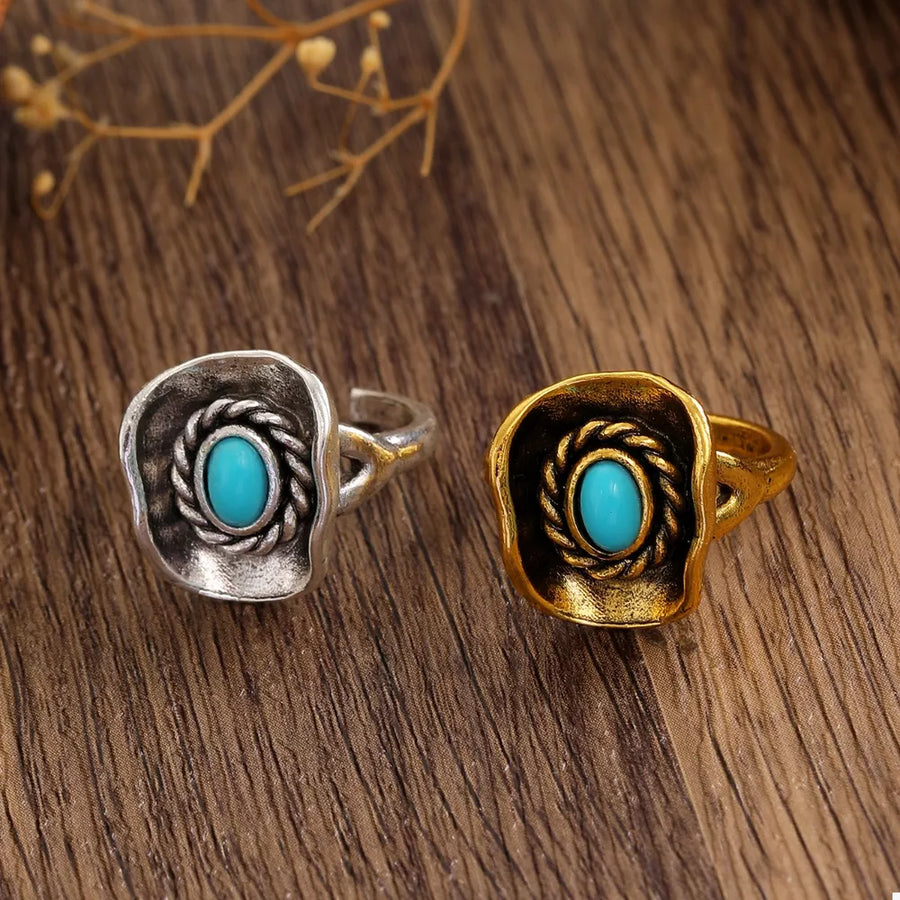 18k Gold-plated Vintage Western Bull Head Rings 4-piece in silver