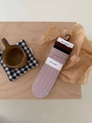Black socks with crew-length and elastic