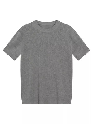 Men's Ribbed Knit Short Sleeve T-shirt in Grey