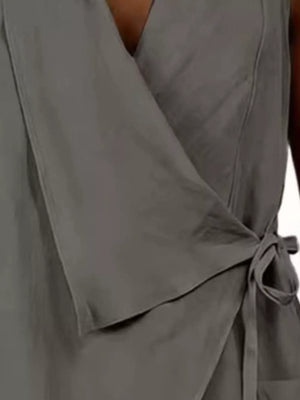 Tie Detail Sleeveless Top in Green with tied