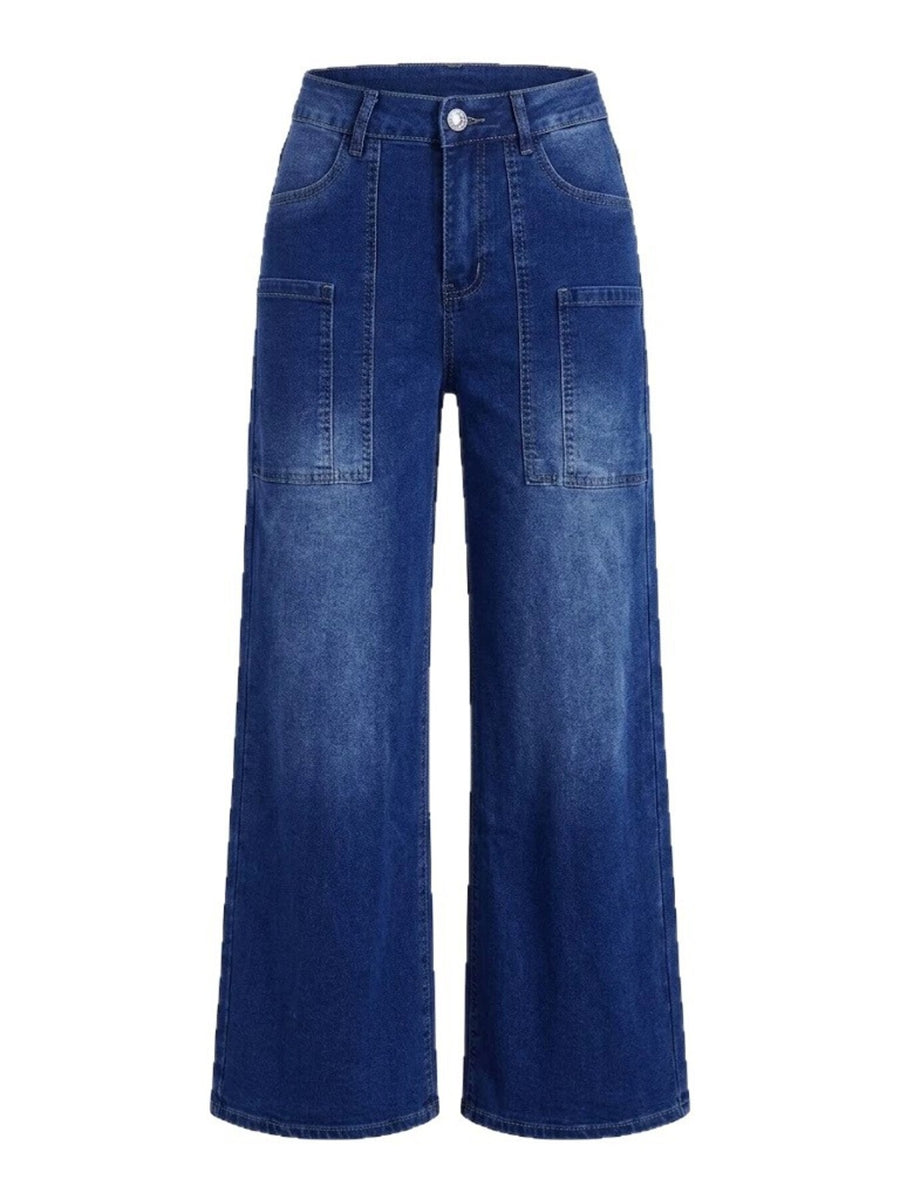 wide-leg jeans in indigo blue