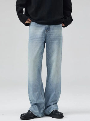 Sage Men's Vintage Wash Flare Jeans Plus Size