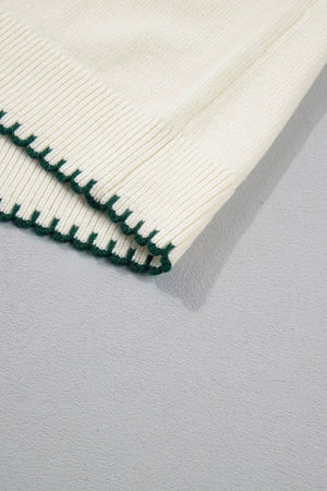Stitched Detail Christmas Tree Sweater in emerald green with basic style