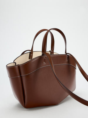 Large PU Leather Tote Bag in Maroon