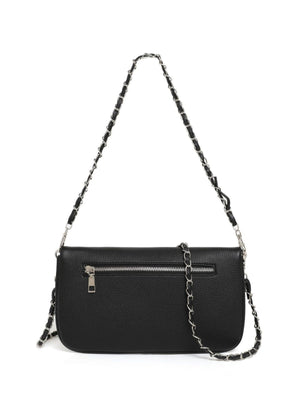 black with shoulder bag with chain strap