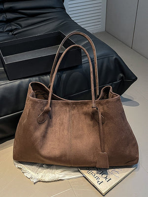 Suede Imported Size & tote in Brown with relaxed silhouette