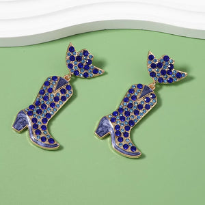 Earrings in fuchsia with rhinestone embellishment and long