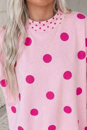 sweatshirt in light blue with polka dot and dropped shoulder