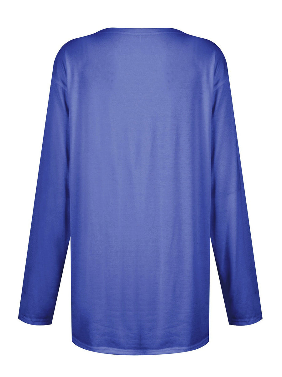Relaxed fit tunic in Royal Blue with long sleeves and round neckline.