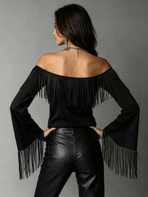 bohemian off-shoulder top in Pink with off-shoulder
