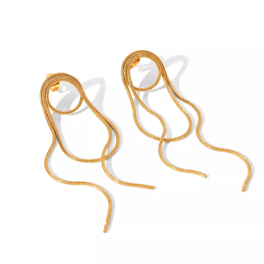 18k Gold-plated Hoop Chain Earrings in Gold
