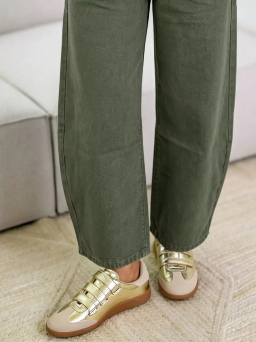 Wide-leg Jeans With Front Patch Pockets in Dark Brown with patch pockets