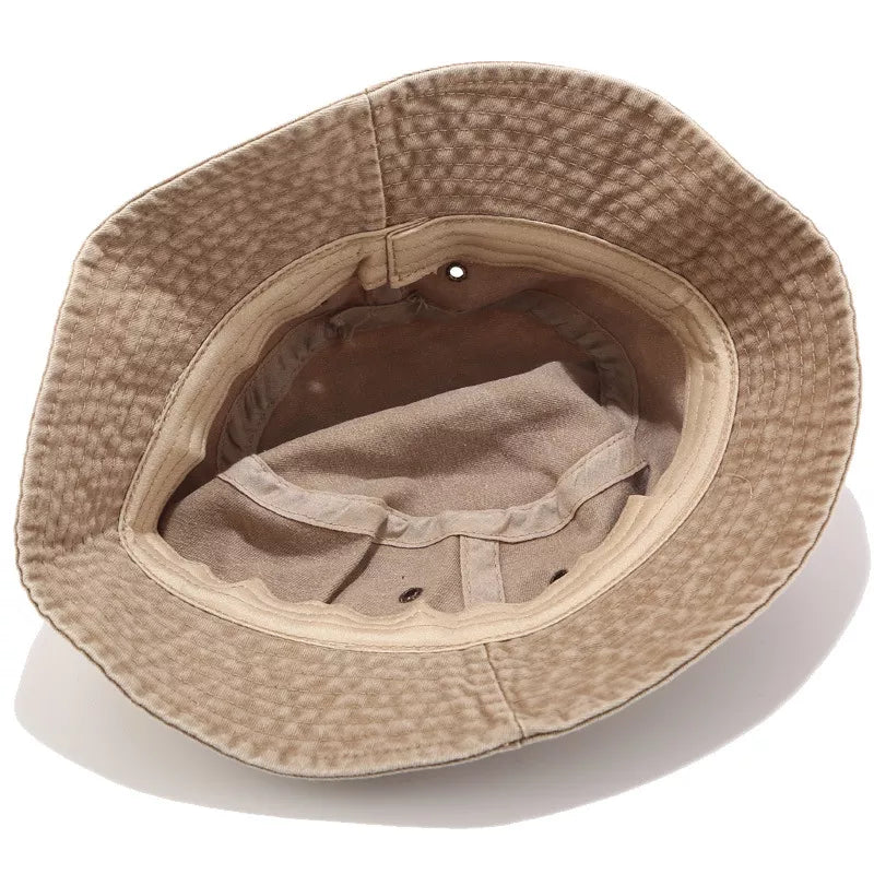 Wide Brim Bucket Hat in Khaki with wide brim