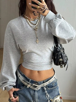 Pink crop top with cropped and pullover