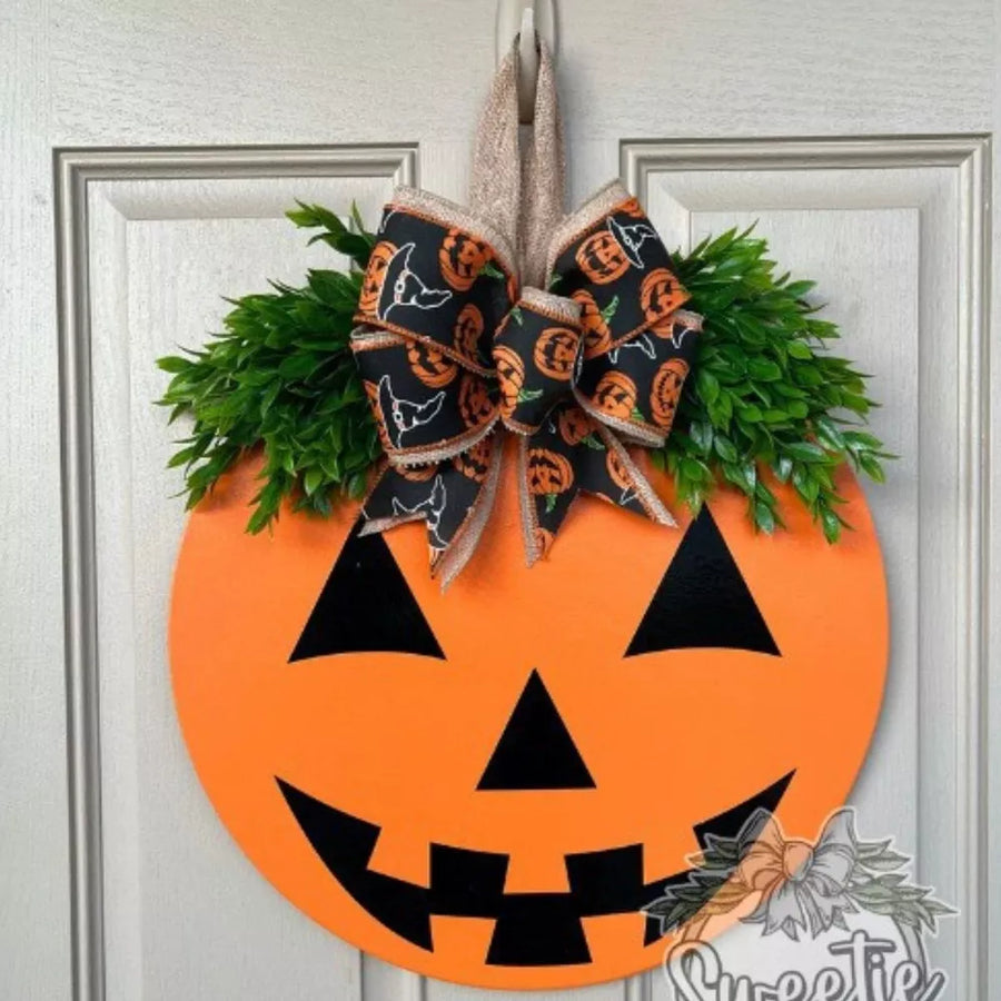 Resin, wood, polyester Imported Size & door hanger in orange with round silhouette