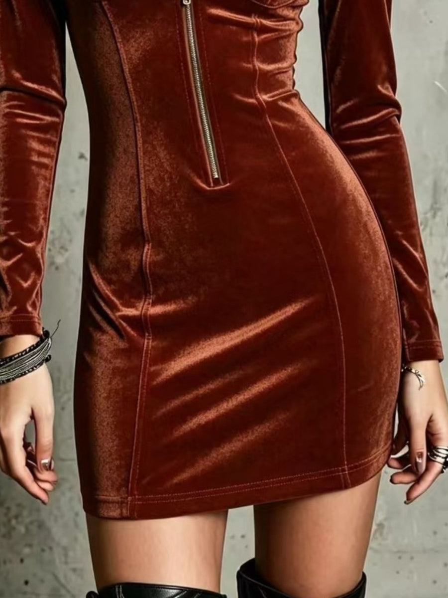cream fitted mini dress with collared