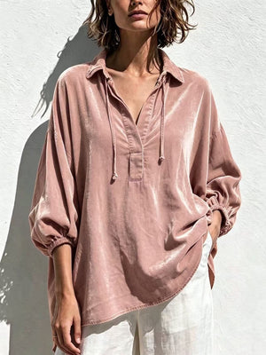 Black oversized blouse with collared