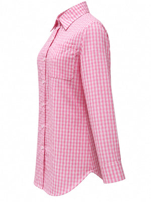 button-down shirt featuring gingham in Black with Polyester & texture