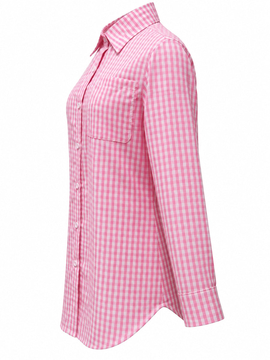 button-down shirt featuring gingham in Black with Polyester & texture