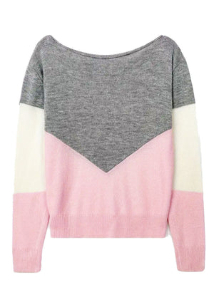pullover sweater in Black with color-block and openwork
