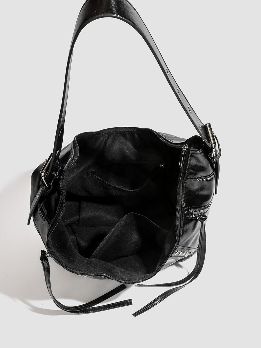 black with handbag with studded