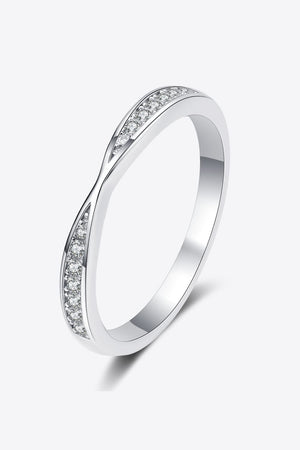 Silver twisted pavé band ring with clear stones