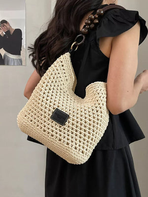 Cream with Crochet Knit Crossbody Bag
