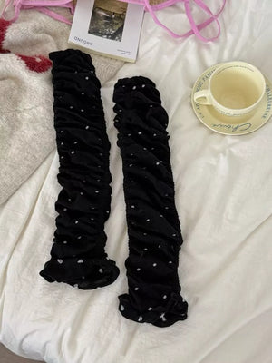 leg warmers featuring polka dot in white with cotton Imported Size & texture