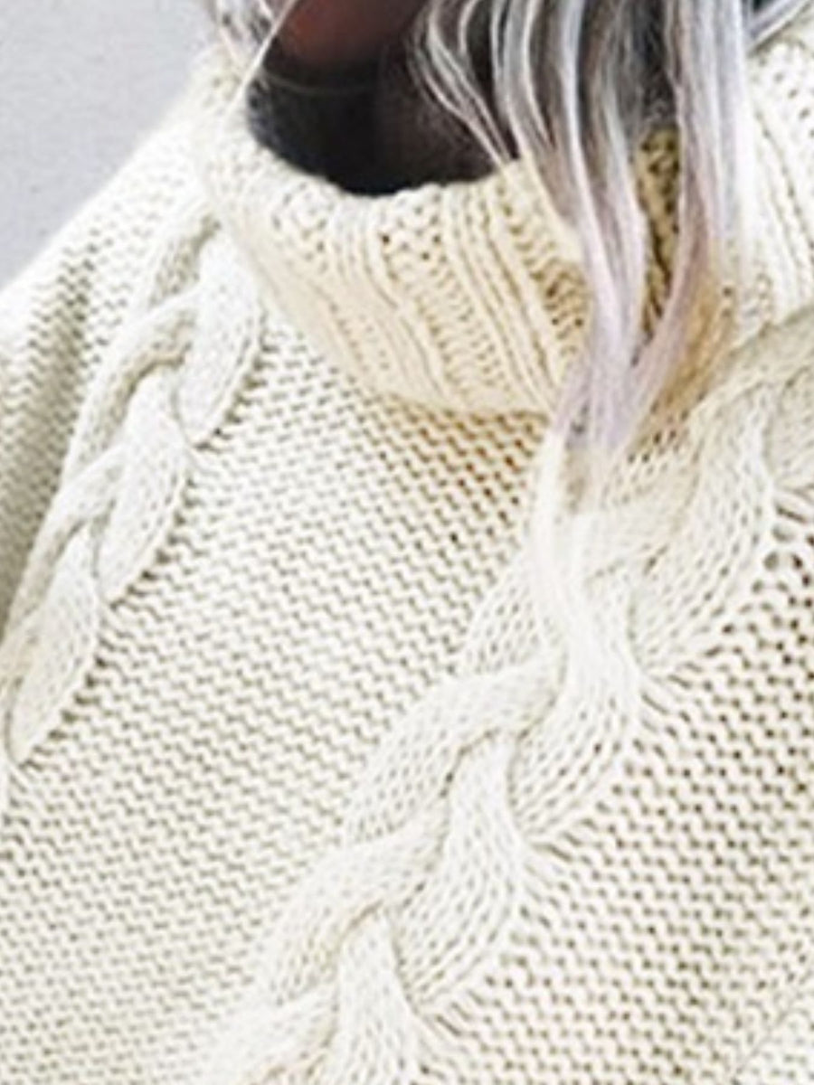 Khaki turtleneck sweater with cropped and pullover