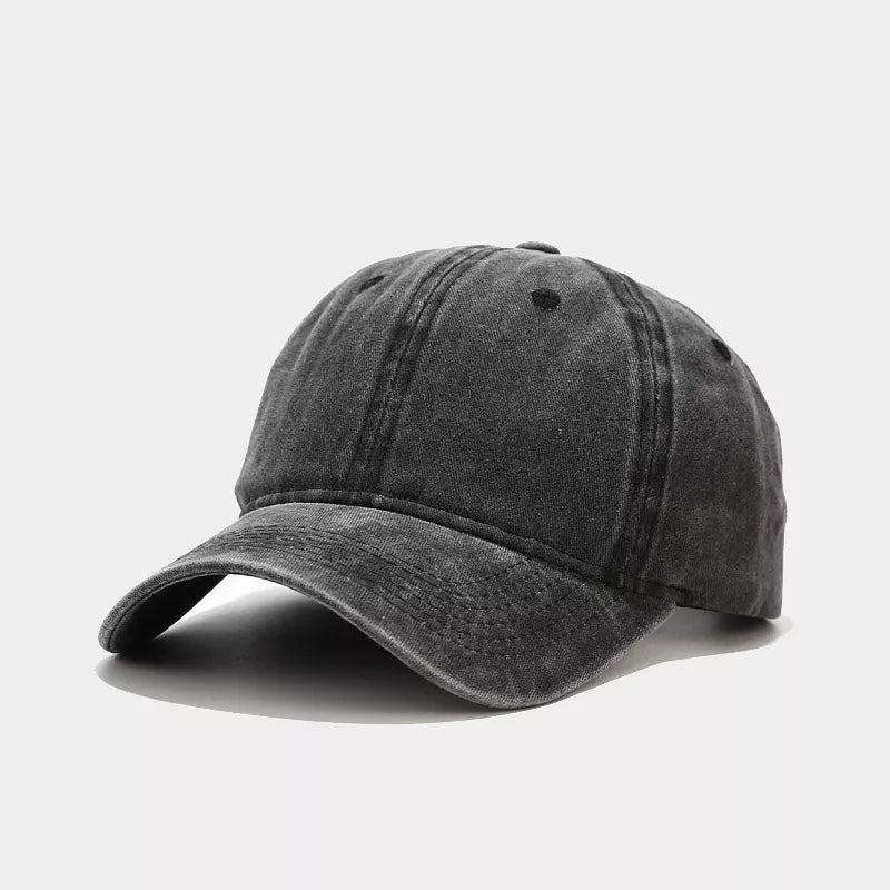 cap in charcoal featuring washed effect and fitted fit