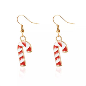 earrings in white with striped and gold-plated