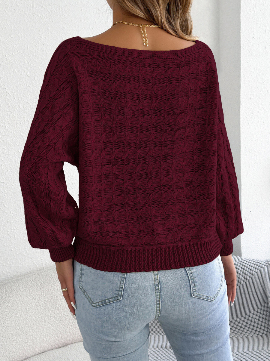 classic pullover sweater in Burgundy with boat neck