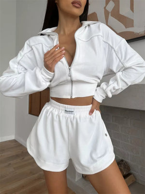 Brown relaxed tracksuit with mock neck