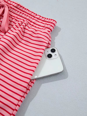 lounge set featuring striped in red with 95% cotton, 5% elastane Care instructions: Machine wash cold texture