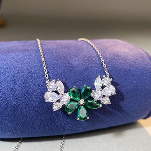 necklace featuring floral in Silver with 925 sterling silver,Zircon Care instructions: Avoid wearing during exercise, as
