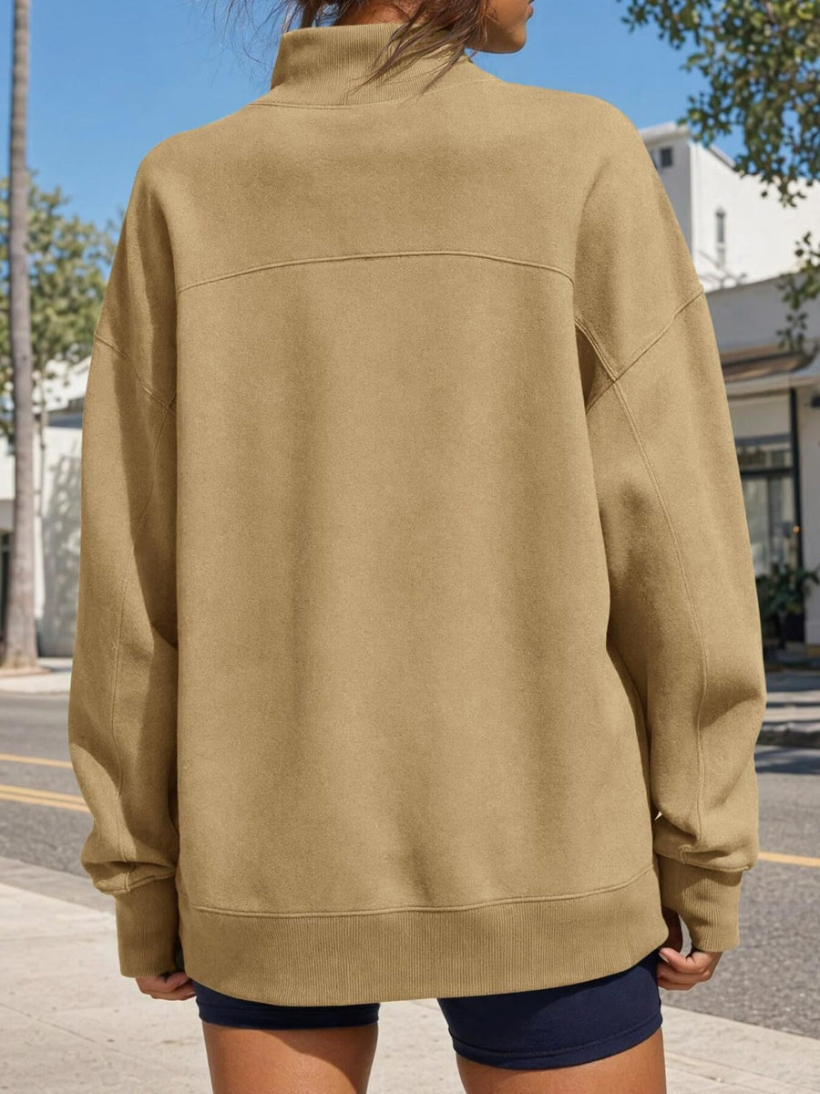 Turtleneck Mock Neck Oversized Sweatshirt in Black with oversized