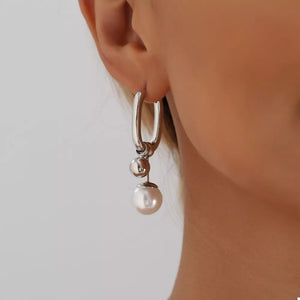 Synthetic Pearl,Alloy,Silver-plated Care instructions: Avoid wearing during exer earrings in white with N/A silhouette