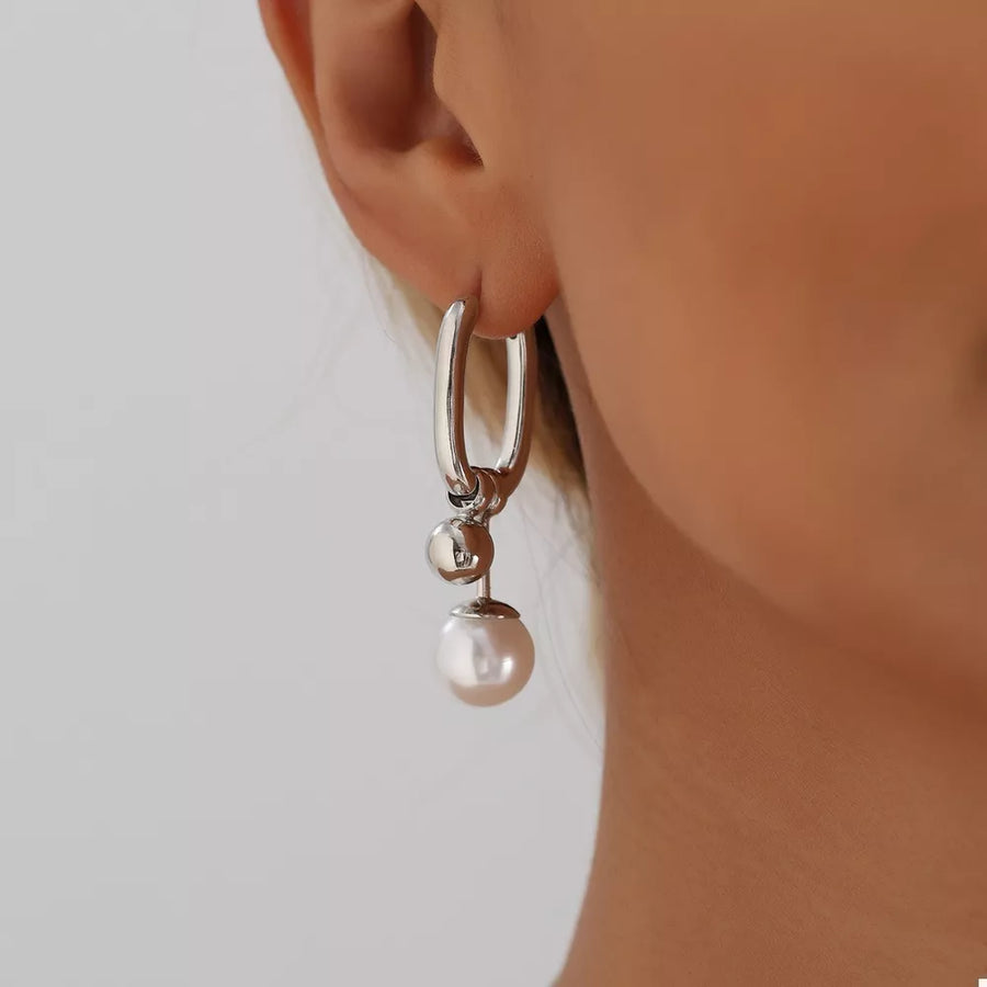 Synthetic Pearl,Alloy,Silver-plated Care instructions: Avoid wearing during exer earrings in white with N/A silhouette