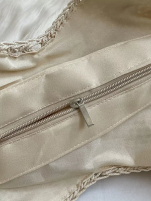 handbag featuring crochet in Off-white with Polyester Imported Size & texture
