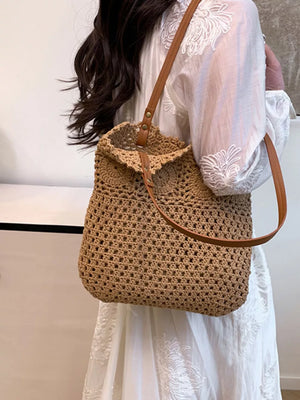 tote featuring crochet in Khaki with Polyester Imported Size & texture