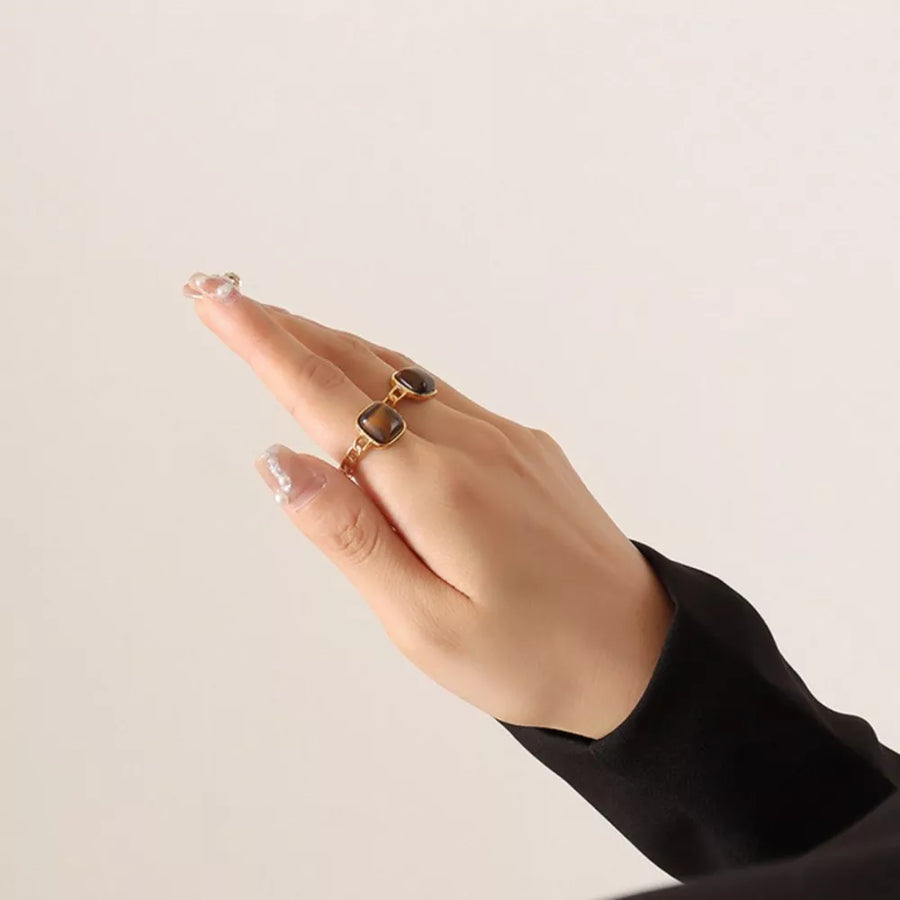 cream ring featuring natural stone and speckled