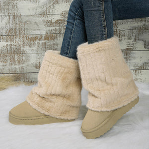 Suede,Fluff,Rubber Imported Size & boots in camel with straight silhouette