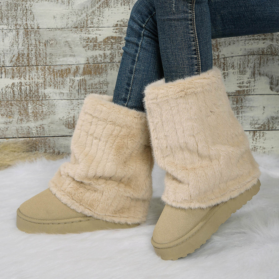 Suede,Fluff,Rubber Imported Size & boots in camel with straight silhouette
