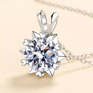1 Carat 925 Sterling Silver Moissanite Pendant Necklace in white with moissanite stone